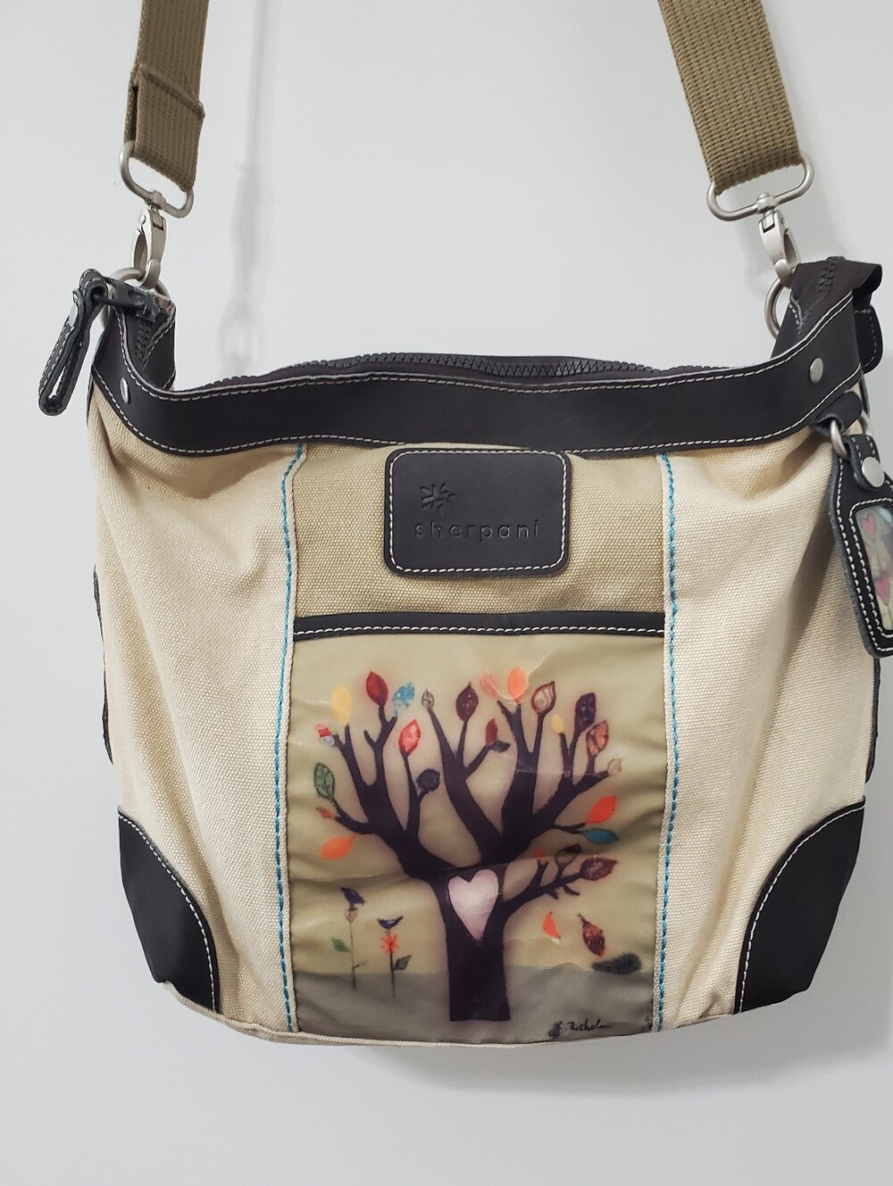 Sherpani Willow Beige Canvas  Large Crossbody Bag